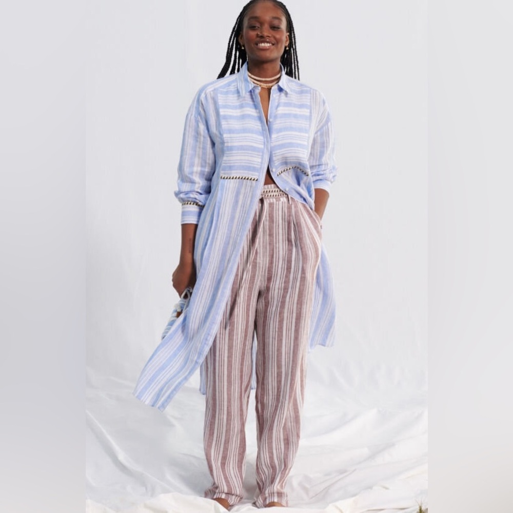H&M x LemLem Linen Blue & White Dress